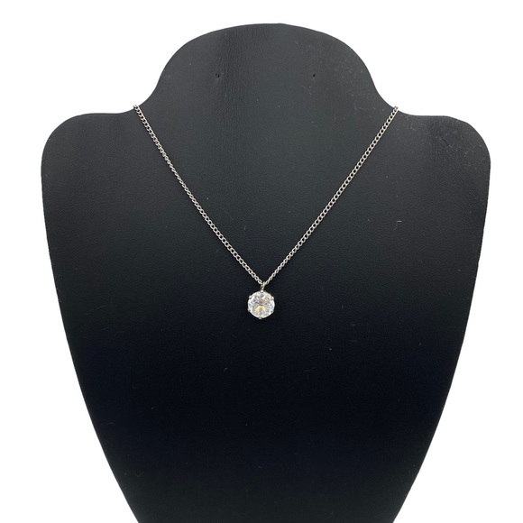 Vintage Jewelry - Vintage Large Diamond Silver Necklace